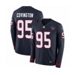 Men's Nike Houston Texans #95 Christian Covington Limited Navy Blue Therma Long Sleeve NFL Jersey