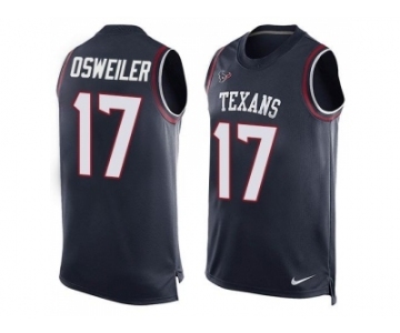 Nike Houston Texans #17 Brock Osweiler Navy Blue Team Color Men's Stitched NFL Limited Tank Top Jersey