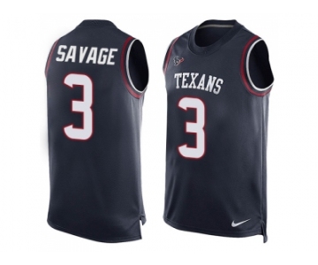 Nike Houston Texans #3 Tom Savage Navy Blue Team Color Men's Stitched NFL Limited Tank Top Jersey