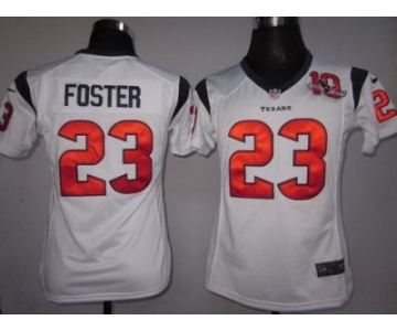 Nike women nfl jerseys Houston Texans #23 Arian Foster white [10th patch][nike]