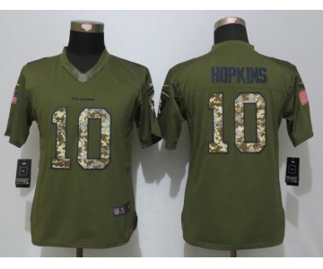 Women New Nike Houston Texans #10 Hopkins Green Salute To Service Limited Jersey