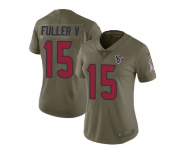 Women Nike Houston Texans #15 Will Fuller V Olive Stitched NFL Limited 2017 Salute to Service Jersey