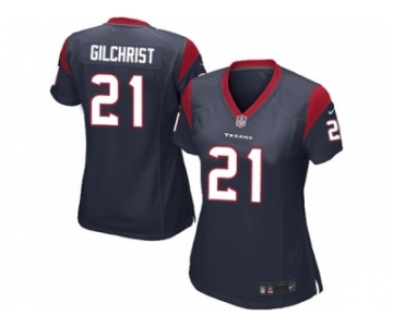 Women Nike Houston Texans #21 Marcus Gilchrist Game Navy Blue Team Color NFL Jersey