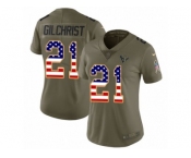 Women Nike Houston Texans #21 Marcus Gilchrist Limited Olive USA Flag 2017 Salute to Service NFL Jersey