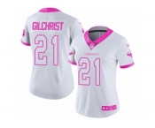 Women Nike Houston Texans #21 Marcus Gilchrist Limited White Pink Rush Fashion NFL Jersey