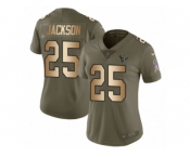 Women Nike Houston Texans #25 Kareem Jackson Limited Olive Gold 2017 Salute to Service NFL Jersey