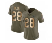 Women Nike Houston Texans #28 Alfred Blue Limited Olive Gold 2017 Salute to Service NFL Jersey