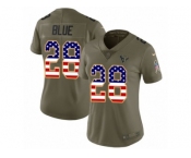 Women Nike Houston Texans #28 Alfred Blue Limited Olive USA Flag 2017 Salute to Service NFL Jersey