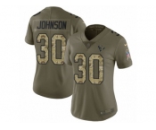 Women Nike Houston Texans #30 Kevin Johnson Limited Olive Camo 2017 Salute to Service NFL Jersey