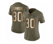 Women Nike Houston Texans #30 Kevin Johnson Limited Olive Gold 2017 Salute to Service NFL Jersey