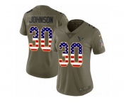 Women Nike Houston Texans #30 Kevin Johnson Limited Olive USA Flag 2017 Salute to Service NFL Jersey