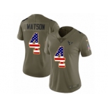 Women Nike Houston Texans #4 Deshaun Watson Limited Olive USA Flag 2017 Salute to Service NFL Jersey