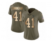 Women Nike Houston Texans #41 Zach Cunningham Limited Olive Gold 2017 Salute to Service NFL Jersey