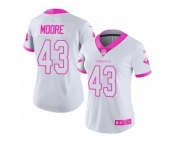 Women Nike Houston Texans #43 Corey Moore Limited White Pink Rush Fashion NFL Jersey