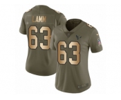 Women Nike Houston Texans #63 Kendall Lamm Limited Olive Gold 2017 Salute to Service NFL Jersey