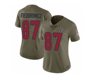 Women Nike Houston Texans #87 C.J. Fiedorowicz Limited Olive 2017 Salute to Service NFL Jerse