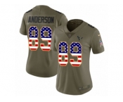 Women Nike Houston Texans #89 Stephen Anderson Limited Olive USA Flag 2017 Salute to Service NFL Jersey