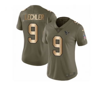 Women Nike Houston Texans #9 Shane Lechler Limited Olive Gold 2017 Salute to Service NFL Jersey