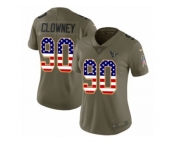 Women Nike Houston Texans #90 Jadeveon Clowney Limited Olive USA Flag 2017 Salute to Service NFL Jersey