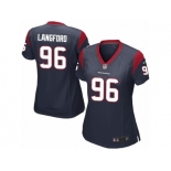 Women Nike Houston Texans #96 Kendall Langford Game Navy Blue Team Color NFL Jersey