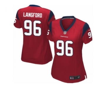 Women Nike Houston Texans #96 Kendall Langford Game Red Alternate NFL Jersey