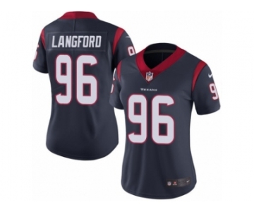 Women Nike Houston Texans #96 Kendall Langford Navy Blue Team Color Vapor Untouchable Limited Player NFL Jersey