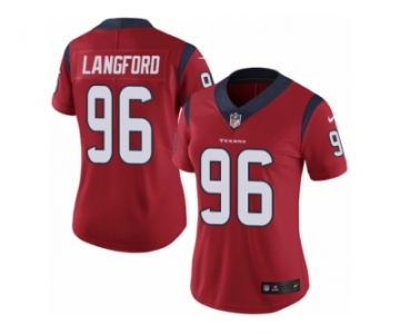 Women Nike Houston Texans #96 Kendall Langford Red Alternate Vapor Untouchable Limited Player NFL Jersey