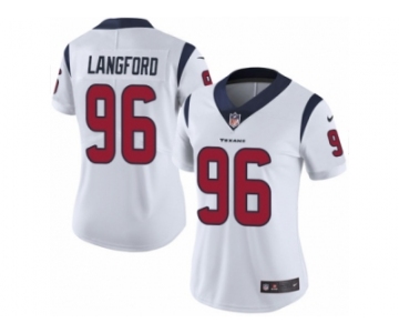 Women Nike Houston Texans #96 Kendall Langford White Vapor Untouchable Limited Player NFL Jersey