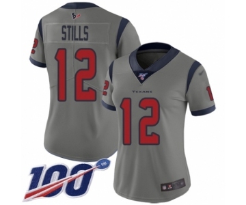 Women's Houston Texans #12 Kenny Stills Limited Gray Inverted Legend 100th Season Football Jersey