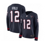 Women's Houston Texans #12 Kenny Stills Limited Navy Blue Therma Long Sleeve Football Jersey