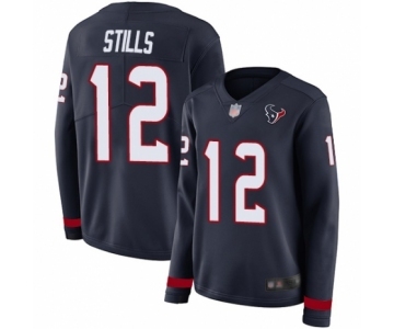 Women's Houston Texans #12 Kenny Stills Limited Navy Blue Therma Long Sleeve Football Jersey