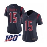 Women's Houston Texans #15 Will Fuller V Limited Navy Blue Rush Vapor Untouchable 100th Season Football Jersey