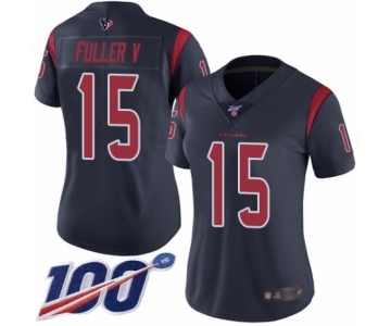 Women's Houston Texans #15 Will Fuller V Limited Navy Blue Rush Vapor Untouchable 100th Season Football Jersey