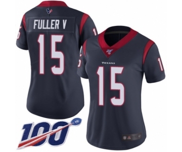 Women's Houston Texans #15 Will Fuller V Navy Blue Team Color Vapor Untouchable Limited Player 100th Season Football Jersey