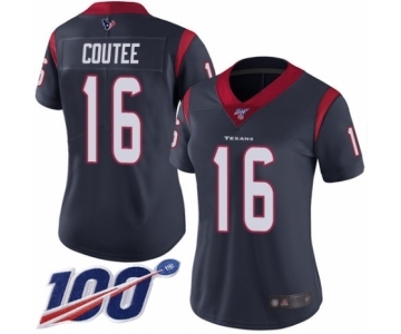 Women's Houston Texans #16 Keke Coutee Navy Blue Team Color Vapor Untouchable Limited Player 100th Season Football Jersey