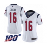 Women's Houston Texans #16 Keke Coutee White Vapor Untouchable Limited Player 100th Season Football Jersey