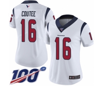 Women's Houston Texans #16 Keke Coutee White Vapor Untouchable Limited Player 100th Season Football Jersey