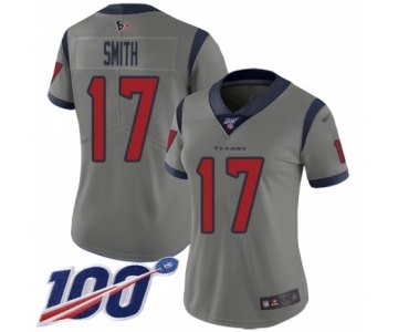 Women's Houston Texans #17 Vyncint Smith Limited Gray Inverted Legend 100th Season Football Jersey