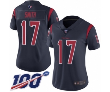 Women's Houston Texans #17 Vyncint Smith Limited Navy Blue Rush Vapor Untouchable 100th Season Football Jersey