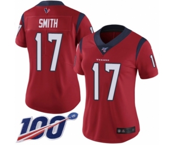 Women's Houston Texans #17 Vyncint Smith Red Alternate Vapor Untouchable Limited Player 100th Season Football Jersey