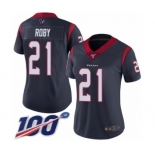 Women's Houston Texans #21 Bradley Roby Navy Blue Team Color Vapor Untouchable Limited Player 100th Season Football Jersey