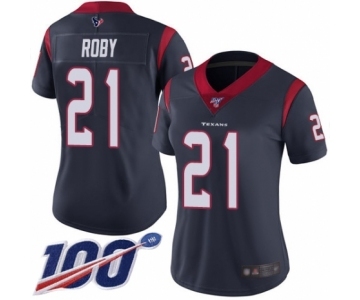 Women's Houston Texans #21 Bradley Roby Navy Blue Team Color Vapor Untouchable Limited Player 100th Season Football Jersey