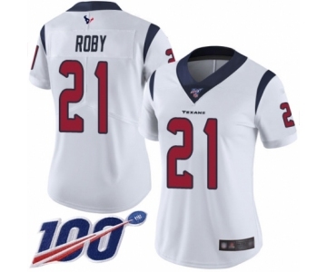 Women's Houston Texans #21 Bradley Roby White Vapor Untouchable Limited Player 100th Season Football Jersey