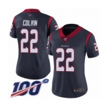 Women's Houston Texans #22 Aaron Colvin Navy Blue Team Color Vapor Untouchable Limited Player 100th Season Football Jersey