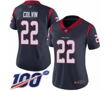 Women's Houston Texans #22 Aaron Colvin Navy Blue Team Color Vapor Untouchable Limited Player 100th Season Football Jersey