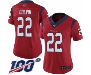 Women's Houston Texans #22 Aaron Colvin Red Alternate Vapor Untouchable Limited Player 100th Season Football Jersey