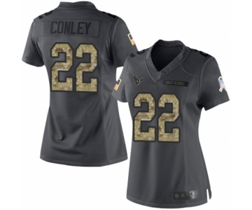 Women's Houston Texans #22 Gareon Conley Limited Black 2016 Salute to Service Football Jersey