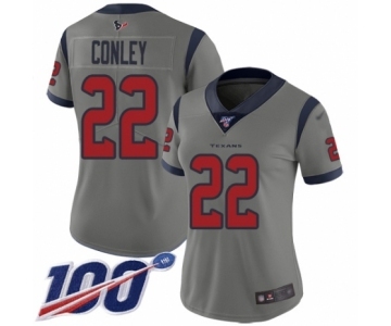 Women's Houston Texans #22 Gareon Conley Limited Gray Inverted Legend 100th Season Football Jersey