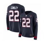 Women's Houston Texans #22 Gareon Conley Limited Navy Blue Therma Long Sleeve Football Jersey