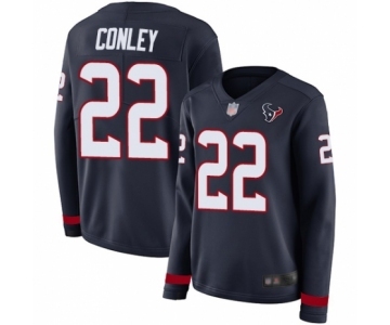 Women's Houston Texans #22 Gareon Conley Limited Navy Blue Therma Long Sleeve Football Jersey